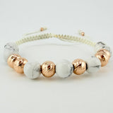 Pulsera Tejida Bolas Diamantadas Intercaladas 8Mm Oro Rosa 18K