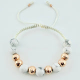 Pulsera Tejida Bolas Diamantadas Intercaladas 8Mm Oro Rosa 18K