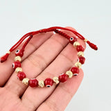 Pulsera Tejida Ojos Turcos Bolas Diamantadas 5Mm-3Mm Oro Amarillo 18K