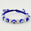 Pulsera Tejida Ojos Turco Bolas Diamantadas 6Mm-3Mm Oro Blanco 18K