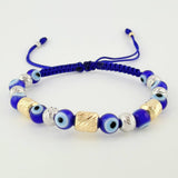 Pulsera Tejida Ojos Turcos Cilindros 6Mm-3Mm Dos Oros Amarillo Blanco 18K