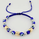 Pulsera Tejida Ojos Turcos Cilindros 6Mm-3Mm Dos Oros Amarillo Blanco 18K