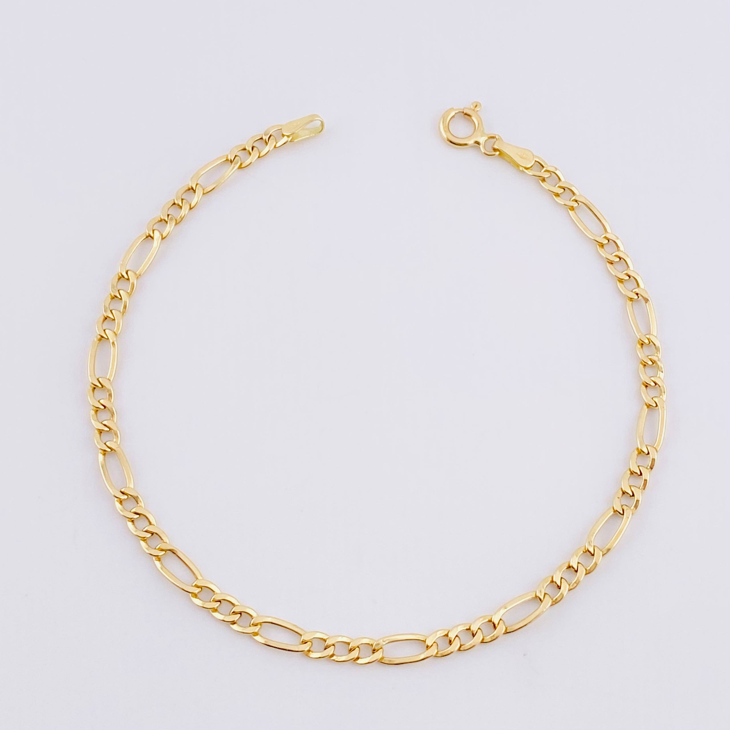 Pulso Figaro 1.4g / 16.9cm / 3.4mm Oro Amarillo 18K