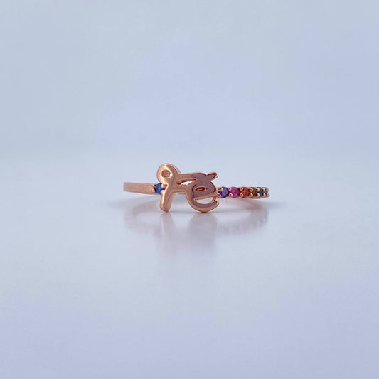 Anillo Fe 2.3gr / T7 1/4 / Circones Colores Oro Rosa 18K &