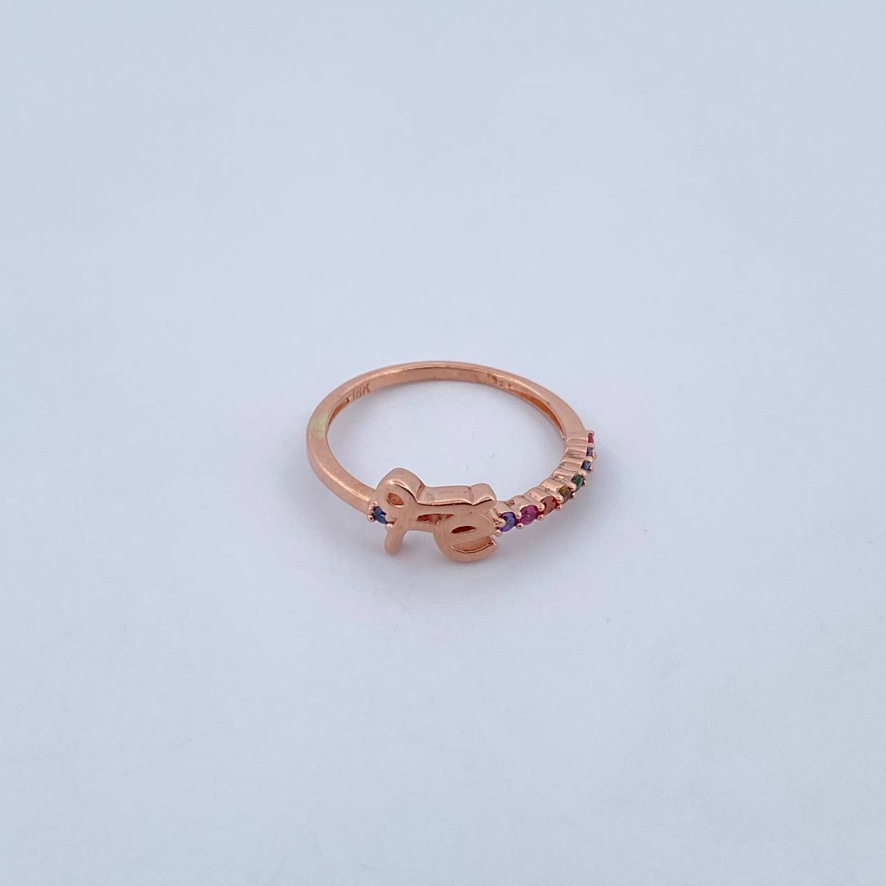 Anillo Fe 2.3gr / T7 1/4 / Circones Colores Oro Rosa 18K &