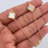 Cadena Espiga Trebol 8.3gr / 47.5cm-49.6cm / 1.3mm Nacar Blanco Oro Amarillo Nac.Esp. 18K &