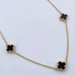 Cadena Espiga Trebol 8.1gr / 46.8cm-49.1cm / 1.4mm Onix Negro Oro Amarillo Nac.Esp. 18K &