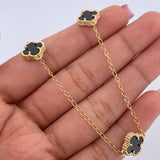 Cadena Espiga Trebol 8.1gr / 46.8cm-49.1cm / 1.4mm Onix Negro Oro Amarillo Nac.Esp. 18K &