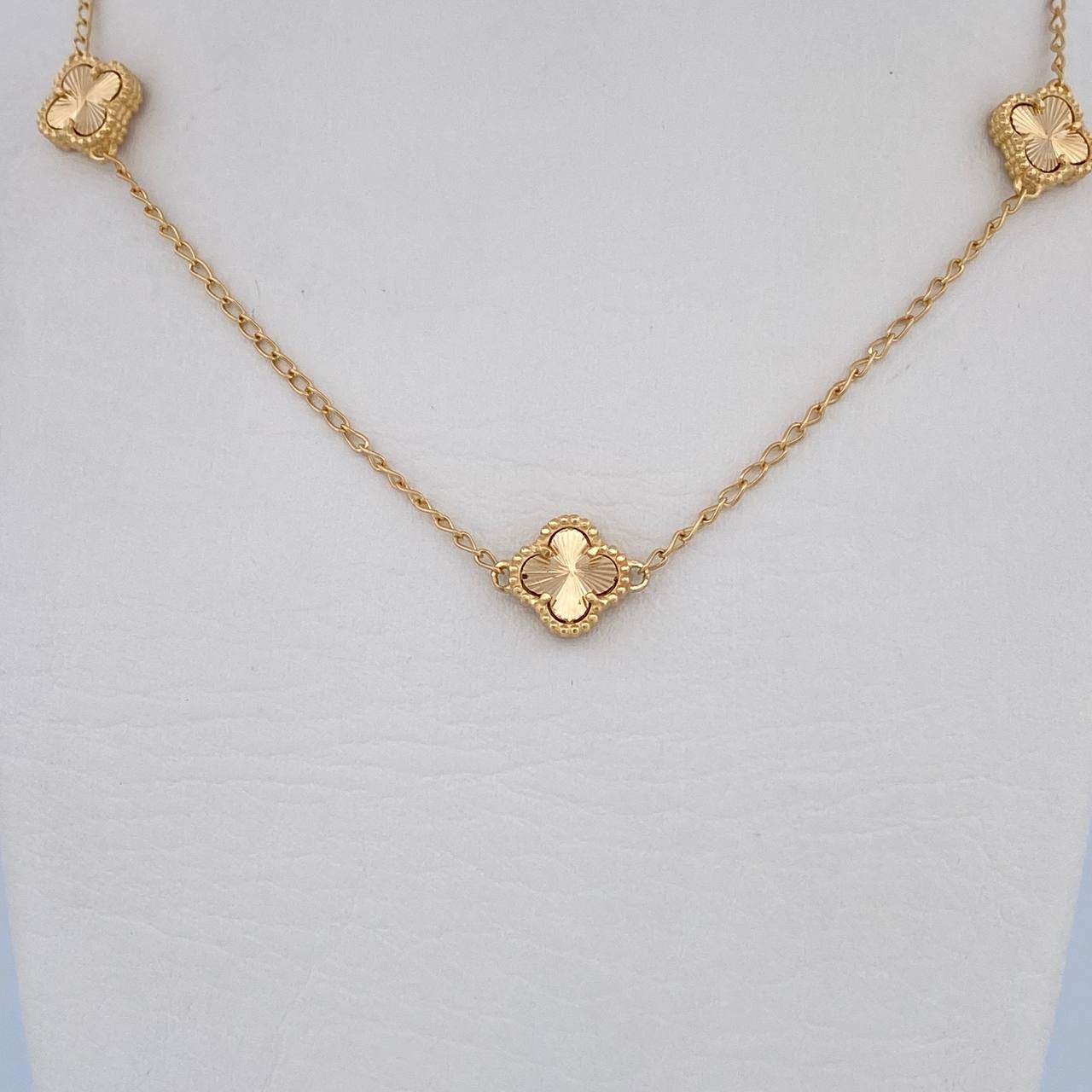 Cadena Espiga Trebol 9.15gr / 49.9cm-52.2cm / 1.2mm Diamantada Oro Amarillo Nac.Esp. 18K &