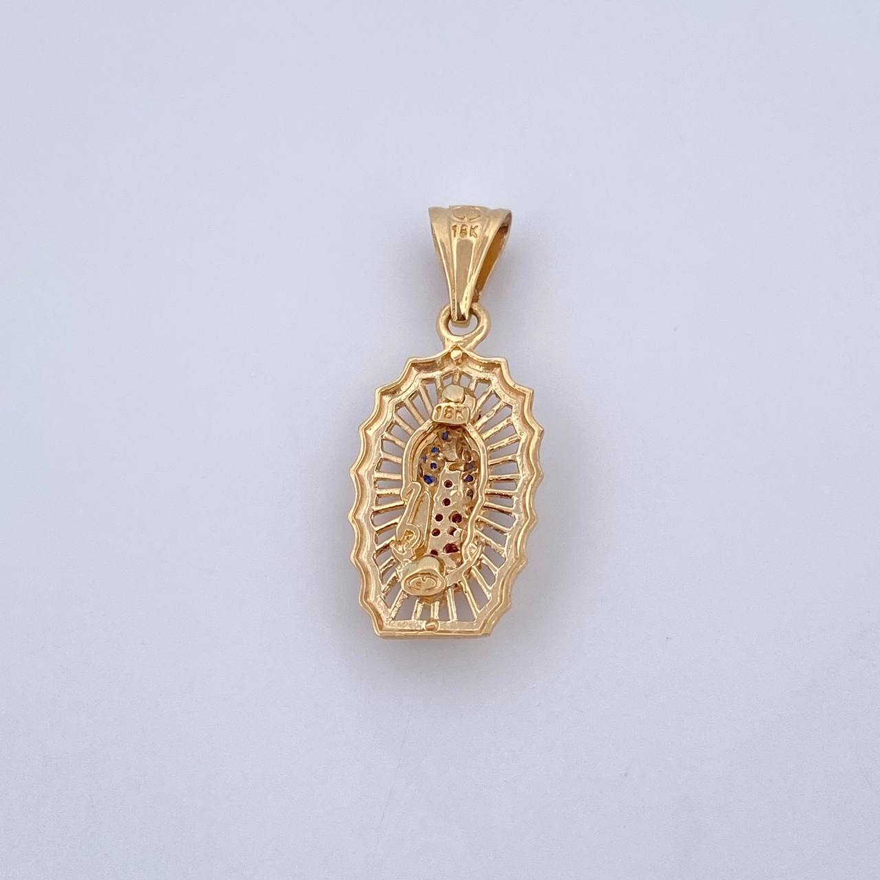 Dije Virgen Guadalupe 3gr / 3.1cm / Circones Fucsias Azules Blancos Oro Amarillo 18K &