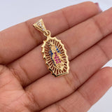 Dije Virgen Guadalupe 3gr / 3.1cm / Circones Fucsias Azules Blancos Oro Amarillo 18K &