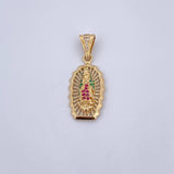 Dije Virgen Guadalupe 3gr / 3.1cm / Circones Fucsias Verdes Blancos Oro Amarillo 18K &