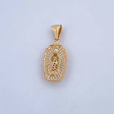 Dije Virgen Guadalupe 3gr / 3.1cm / Circones Fucsias Verdes Blancos Oro Amarillo 18K &