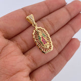 Dije Virgen Guadalupe 3gr / 3.1cm / Circones Fucsias Verdes Blancos Oro Amarillo 18K &