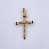 Dije Cruz Clavo 3.95gr / 4.6cm / Circones Negros Dos Oros Negro Amarillo 18K &
