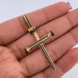 Dije Cruz Clavo 3.95gr / 4.6cm / Circones Negros Dos Oros Negro Amarillo 18K &