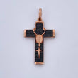 Dije Cruz Virgen Milagrosa Rosario 6.4gr / 4.8cm / Circones Negros Dos Oros Negro Rosa 18K &