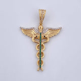 Dije Baston De Hermes 6.2gr / 4.4cm / Circones Verdes Negros Blancos Tres Oros 18K &