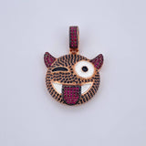 Dije Emoji 7.35gr / 3.4cm / Circones Fucsias Negros Dos Oros Negro Rosa 18K &