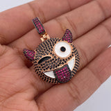 Dije Emoji 7.35gr / 3.4cm / Circones Fucsias Negros Dos Oros Negro Rosa 18K &