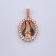 Dije Virgen Guadalupe 8.65gr / 3.9cm / Circones Verdes Blancos Oro Rosa 18K &