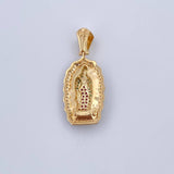 Dije Virgen Guadalupe 5.1gr / 3.6cm / Circones Fucsias Verdes Blancos Dos Oros Amarillo Blanco 18K &