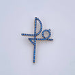 Dije Cruz Fe 2.9gr / 3.8cm / Circones Azules Dos Oros Negro Amarillo 18K &
