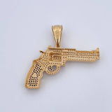 Dije Pistola 10gr / 4.6cm / Circones Negros Blancos Dos Oros Negro Amarillo 18K &
