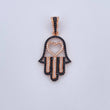 Dije Mano Hamsa 4.05gr / 4cm / Circones Negros Blancos Oro Rosa 18K &