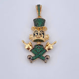 Dije Pato Sombrero 10.8gr / 4.7cm / Circones Verdes Dos Oros Negro Amarillo 18K &