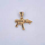 Dije Arma MP15 2.45gr / 2.4cm / Circones Blancos Oro Amarillo 18K &