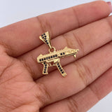 Dije Arma MP15 2.45gr / 2.4cm / Circones Blancos Oro Amarillo 18K &