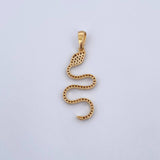 Dije Serpiente 1.85gr / 3.8cm / Circones Fucsias Negros Oro Amarillo 18K &