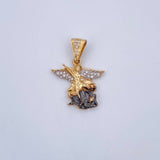 Dije San Miguel Arcangel 3.05gr / 2.7cm / Circones Blancos Tres Oros 18K &