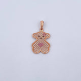 Dije Oso Ts 2.05gr / 2.7cm / Circones Rosados Negros Blancos Oro Rosa 18K &