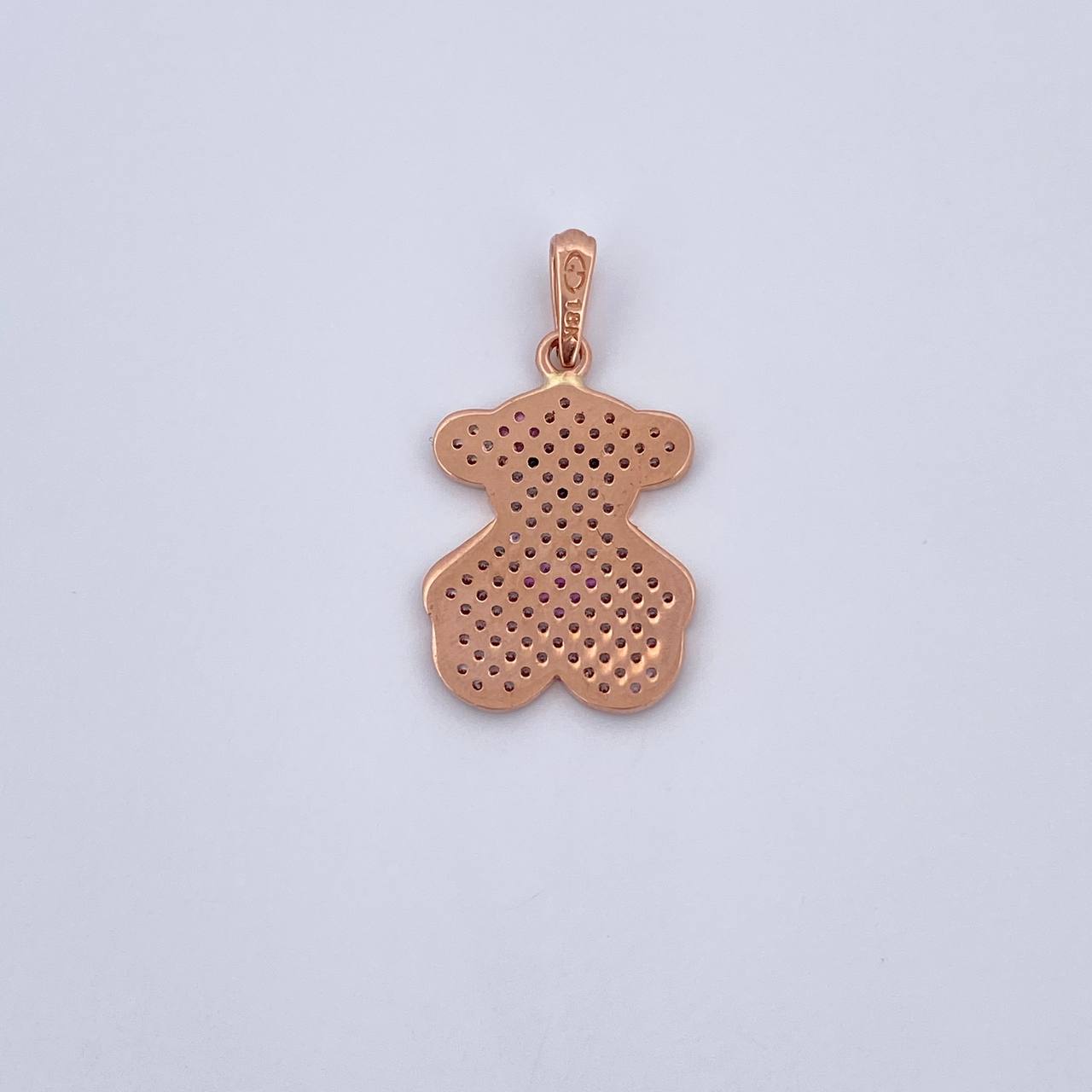 Dije Oso Ts 2.05gr / 2.7cm / Circones Rosados Negros Blancos Oro Rosa 18K &