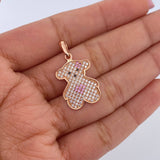 Dije Oso Ts 2.05gr / 2.7cm / Circones Rosados Negros Blancos Oro Rosa 18K &