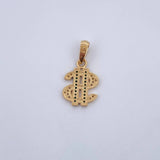 Dije Signo Dólar 1.8gr / 2.3cm / Circones Verdes Blancos Dos Oros Negro Amarillo 18K &