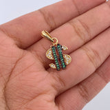 Dije Signo Dólar 1.8gr / 2.3cm / Circones Verdes Blancos Dos Oros Negro Amarillo 18K &