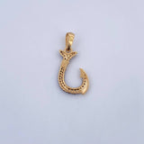 Dije Anzuelo 1.5gr / 2.6cm / Circones Negros Dos Oros Negro Amarillo 18K &