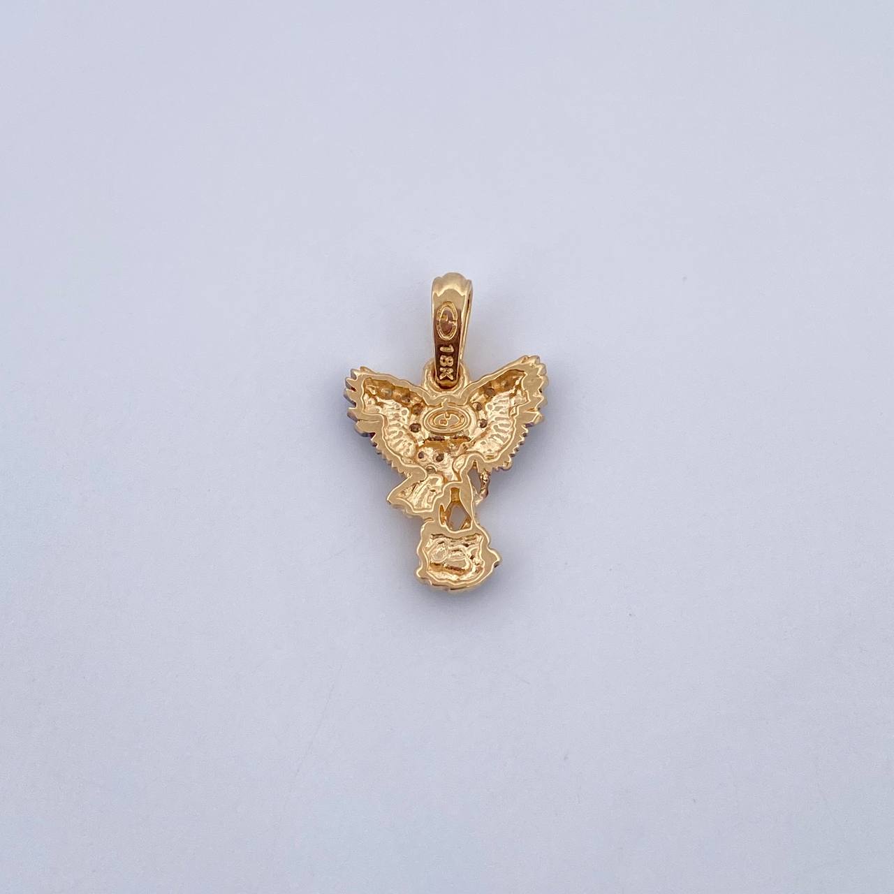 Dije San Miguel Arcangel 1.6gr / 2.1cm / Circones Blancos Dos Oros Negro Amarillo 18K &