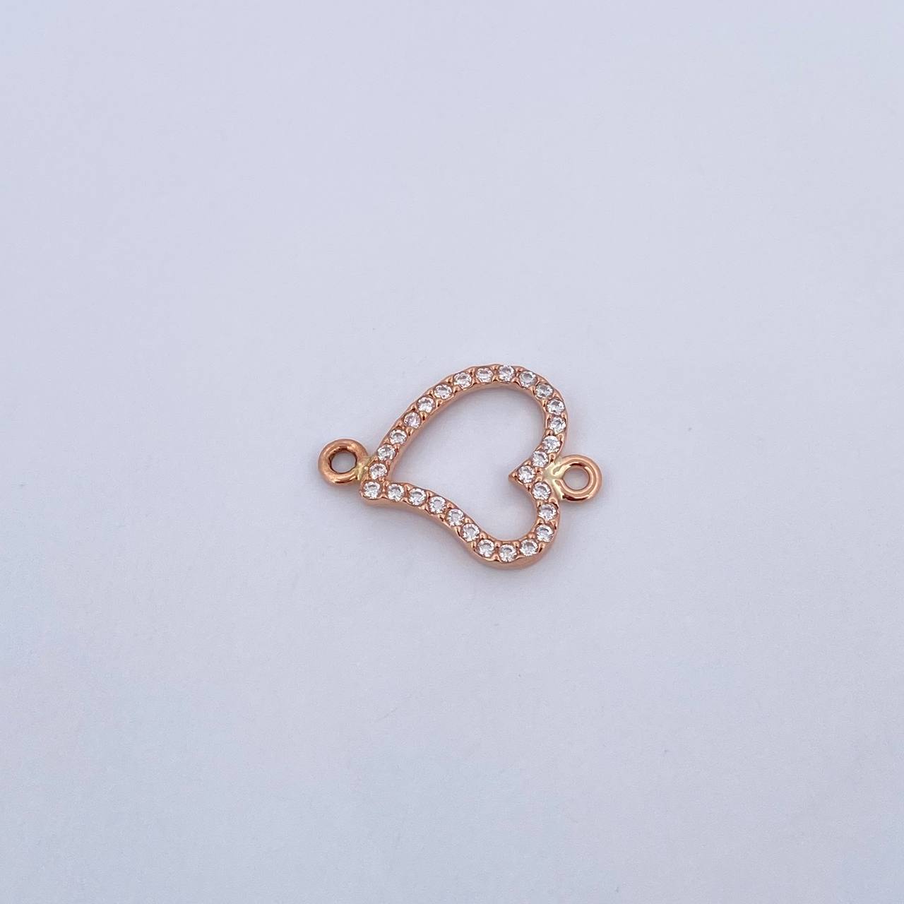 Herraje Silueta Corazon 1gr / 1.9cm / Circones Blancos Oro Rosa 18K &
