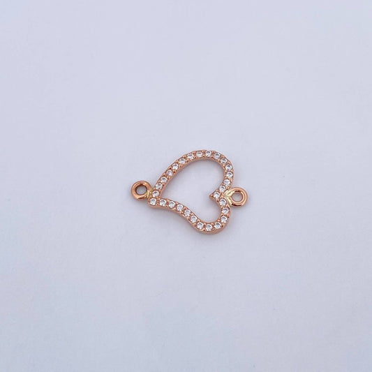 Herraje Silueta Corazon 1gr / 1.9cm / Circones Blancos Oro Rosa 18K &