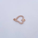 Herraje Silueta Corazon 1gr / 1.9cm / Circones Blancos Oro Rosa 18K &