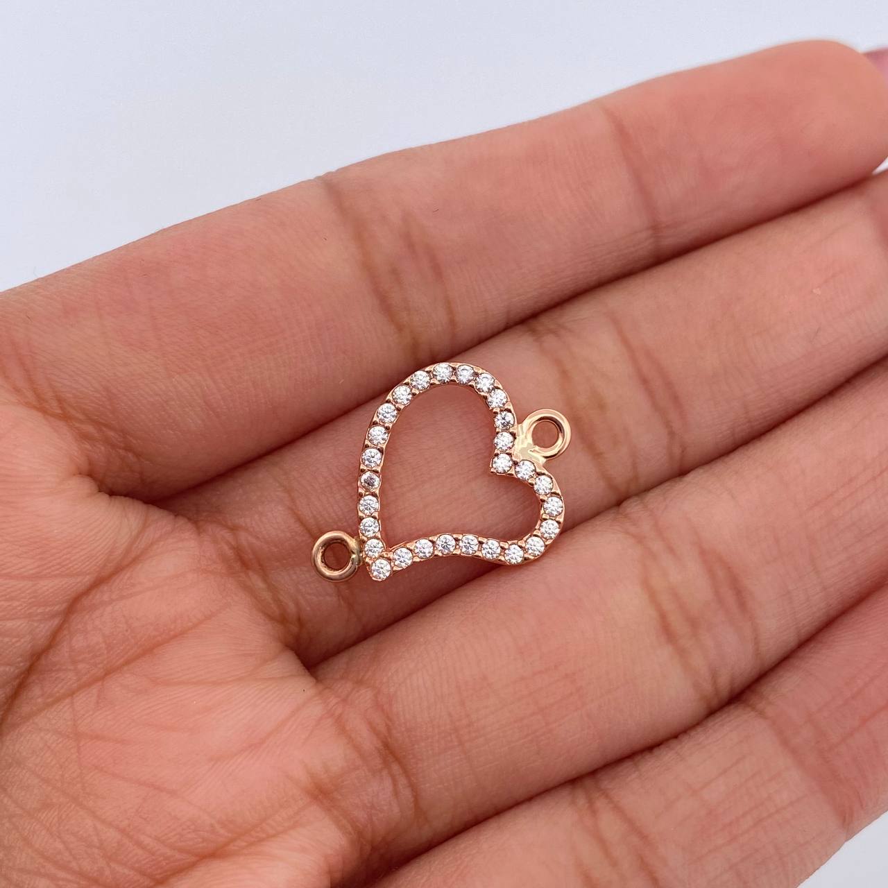 Herraje Silueta Corazon 1gr / 1.9cm / Circones Blancos Oro Rosa 18K &