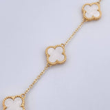 Pulso Aro Seguido Trebol  8.2gr / 17.4cm-19.5cm / 1.6mm Nacar Blanco Oro Amarillo Nac.Esp. 18K &