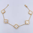 Pulso Aro Seguido Trebol  8.2gr / 17.4cm-19.5cm / 1.6mm Nacar Blanco Oro Amarillo Nac.Esp. 18K &