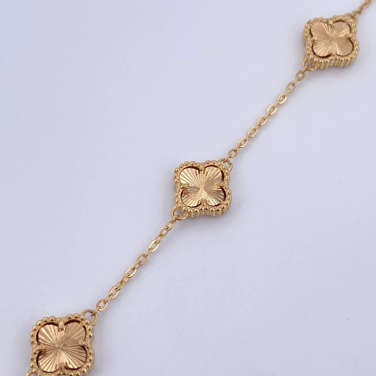 Pulso Aro Seguido Trebol 4.75gr / 16.4cm-19.1cm / 1.2mm Diamantado Oro Amarillo Nac.Esp. 18K &