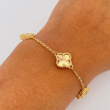 Pulso Aro Seguido Trebol 4.75gr / 16.4cm-19.1cm / 1.2mm Diamantado Oro Amarillo Nac.Esp. 18K &