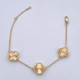 Pulso Aro Seguido Trebol 6.2gr / 17.5cm-19.6cm / 1.3mm Diamantado Oro Amarillo Nac.Esp. 18K &